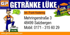 Getränke Lüke     Mehringerstraße 3 48499 Salzbergen Mobil.: 0171/3156029 E-Mail:  getraenke-lueke@t-online.de Logo