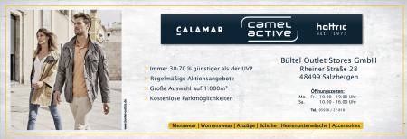 Bültel Outlet     Rheiner Str. 28 48499 Salzbergen Tel. +49 (0) 59 76 27-818  E-Mail: foc-salzbergen@bueltel.com Logo